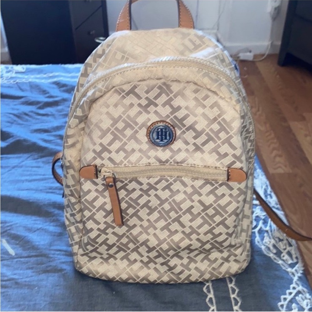 Tommy Hilfiger Beige and Brown Backpack